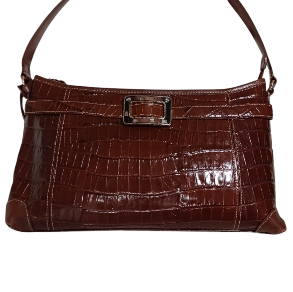 Brighton Anabella Croc Embossed Leather Shoulder Bag Retired - Picture 5 of 16